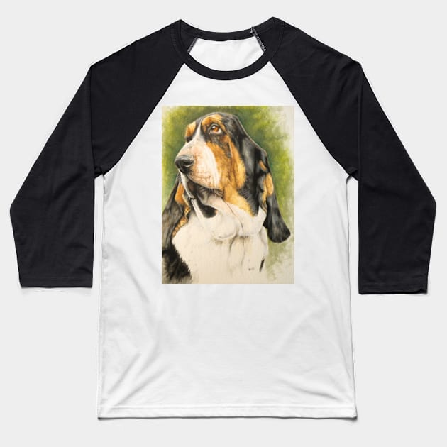 Basset Hound Portrait Baseball T-Shirt by BarbBarcikKeith